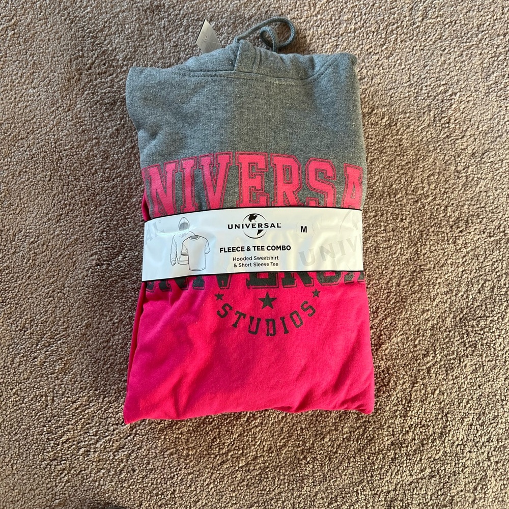 Pink and Grey Universal Studios Sweatshirt & Tshirt Set Size M - NWT